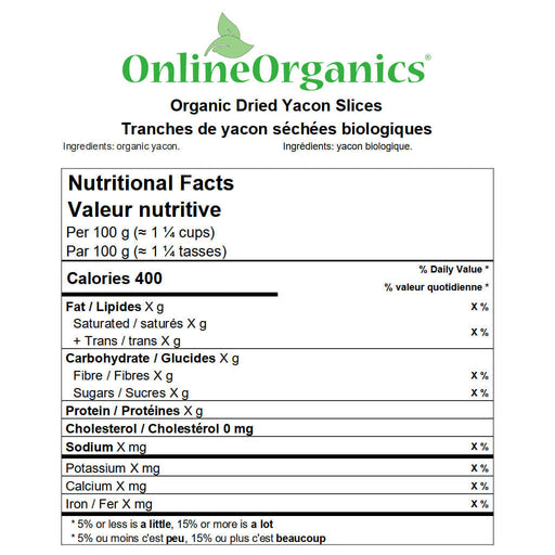 Organic Dried Yacon Slices Nutritional Facts