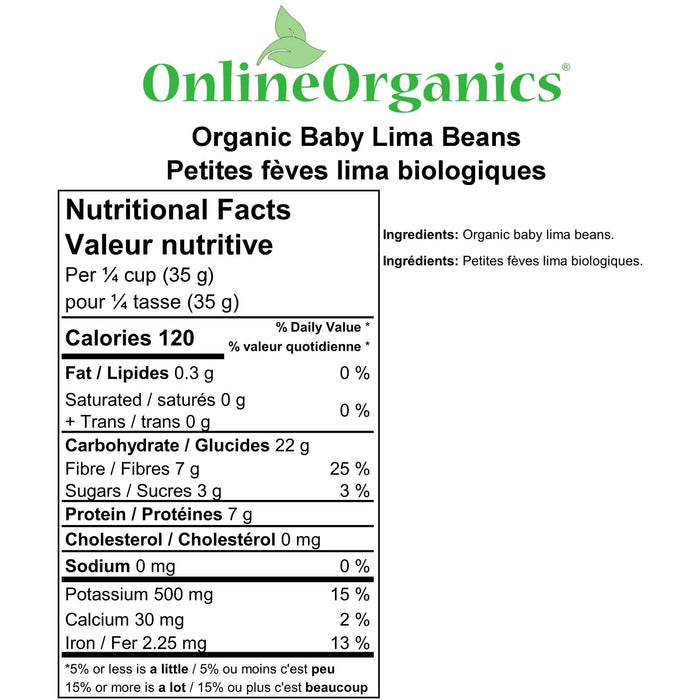 Organic Baby Lima Beans Nutritional Facts