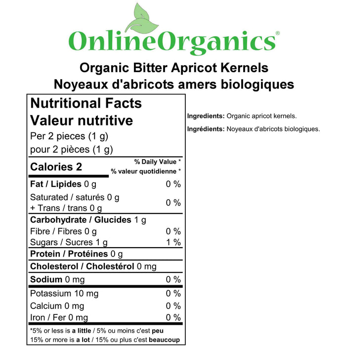 Organic Bitter Apricot Kernels Nutritional Facts