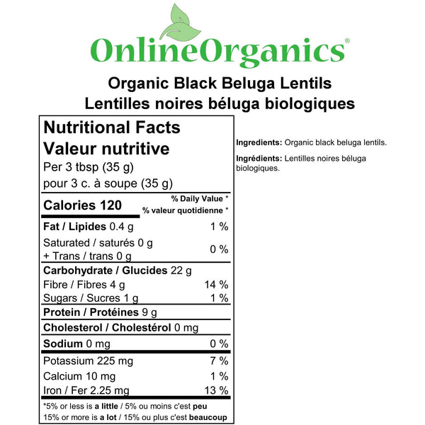 Organic Black Beluga Lentils Nutritional Facts