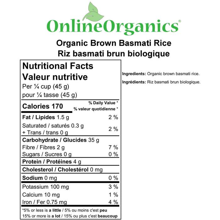 Organic Brown Basmati Rice Nutritional Facts