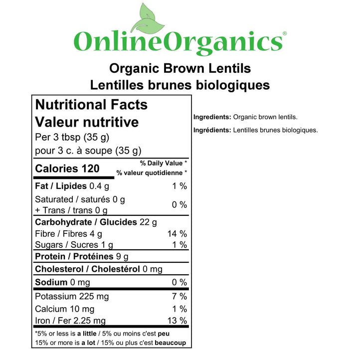 Organic Brown Lentils Nutritional Facts