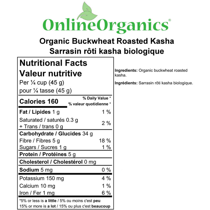 Organic Buckwheat Roasted Kasha Nutritional Facts