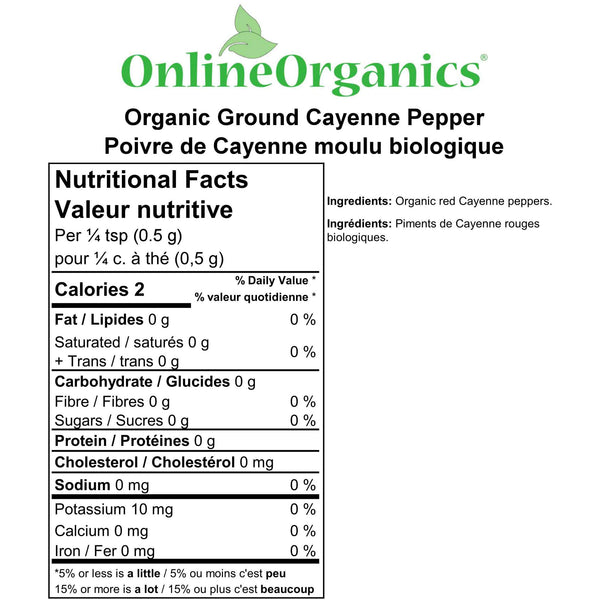 Organic Cayenne Pepper Ground Nutritional Facts