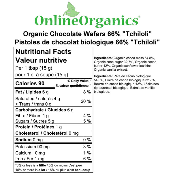 Organic Chocolate Wafers 66% "Tchiloli" (Certified Fairtrade) Nutritional Facts