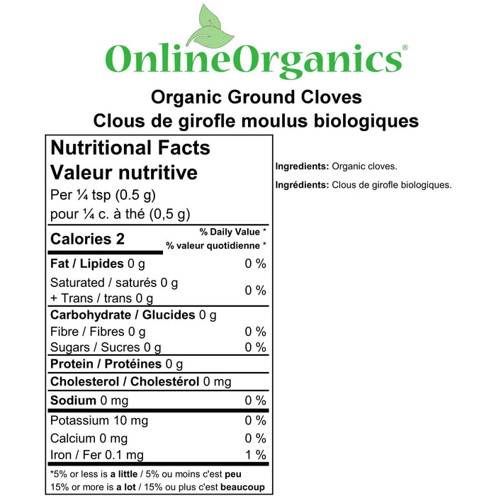 Organic Ground Cloves (Certified Fairtrade) Nutritional Facts