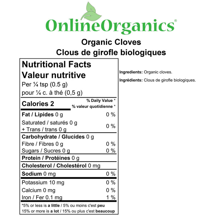 Organic Cloves Nutritional Facts