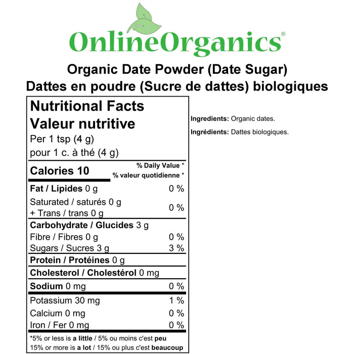 Organic Date Powder Sugar Nutritional Facts