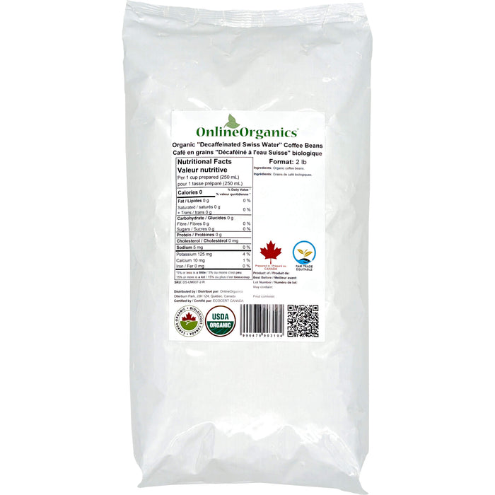 Organic "Decaffeinated Swiss Water" Coffee Beans (Certified Fairtrade)