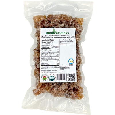 Organic Diced Crystallized Ginger 8-20mm (Cane Sugar Coated) (Certified Fairtrade)