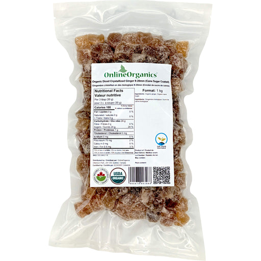 Organic Diced Crystallized Ginger 8-20mm (Cane Sugar Coated) (Certified Fairtrade)