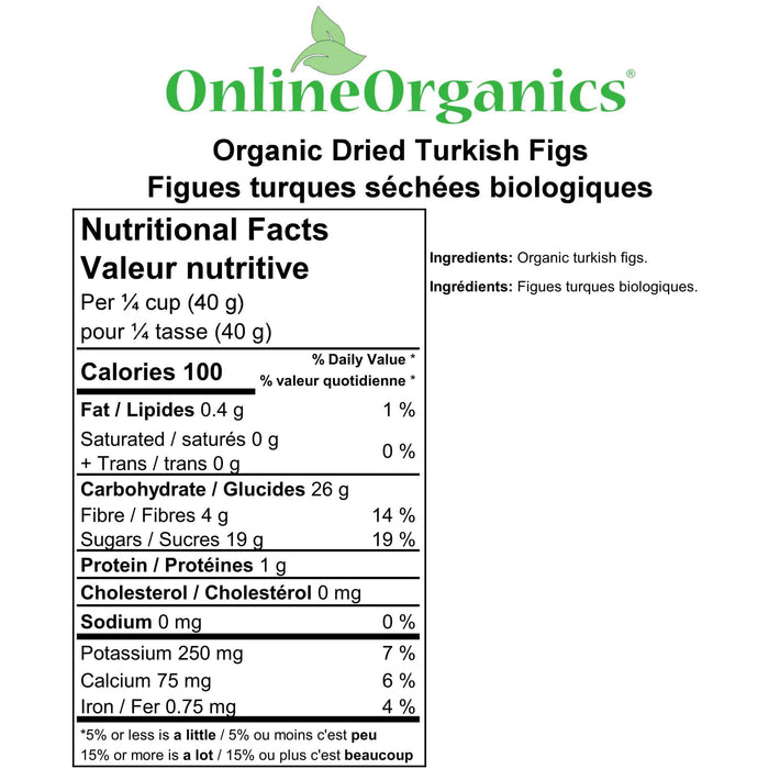 Organic Dried Turkish Figs Nutritional Facts