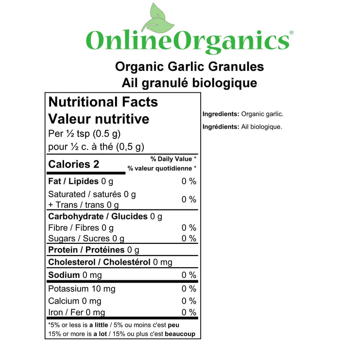 Organic Garlic Granules Nutritional Facts