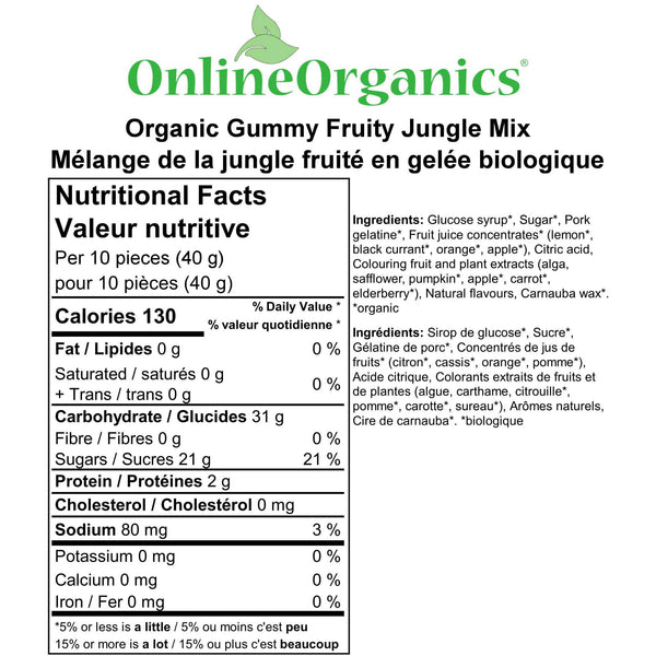 Organic Gummy Fruity Jungle Mix Nutritional Facts