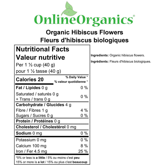 Organic Hibiscus Flowers (Certified Fairtrade) Nutritional Facts