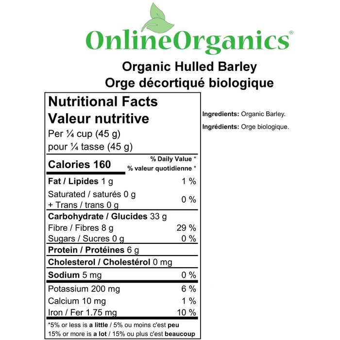 Organic Hulled Barley Nutritional Facts