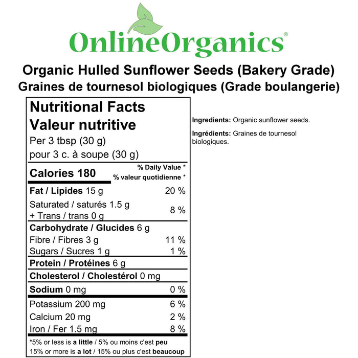 Organic Hulled Sunflower Seeds Nutritional Facts