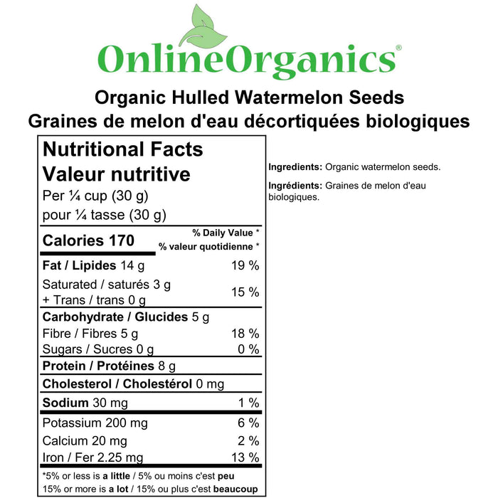 Organic Hulled Watermelon Seeds Nutritional Facts