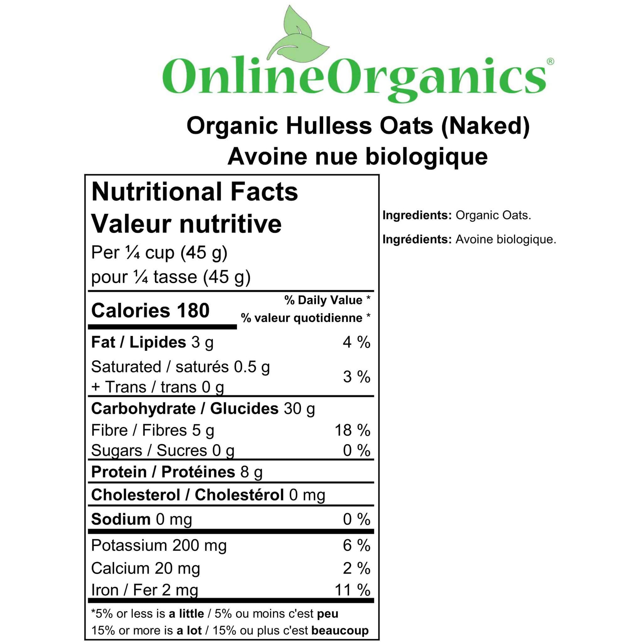 Organic Hulless Oats (Naked) — OnlineOrganics