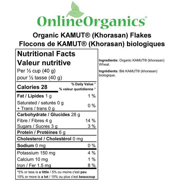 Organic Kamut (Khorasan) Flakes Nutritional Facts