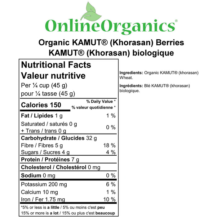 Organic Kamut (Khorasan) Nutritional Facts