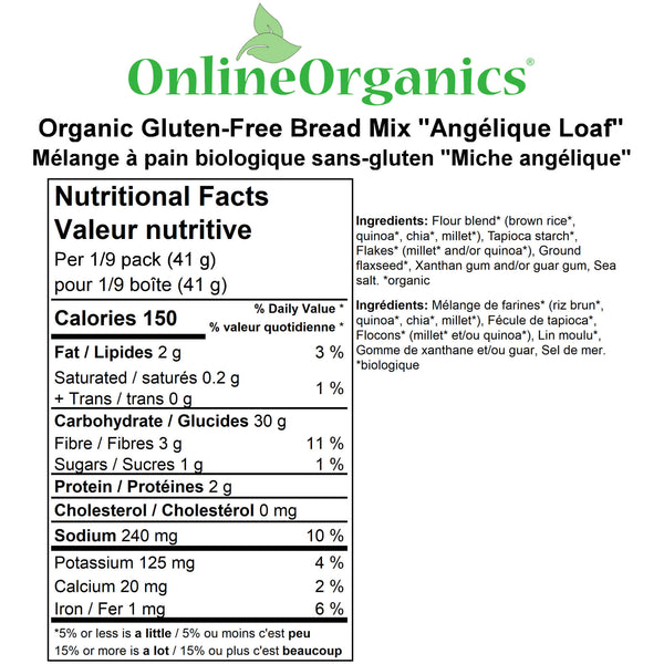 Organic Gluten-Free Bread Mix "Angélique Loaf" Nutritional Facts