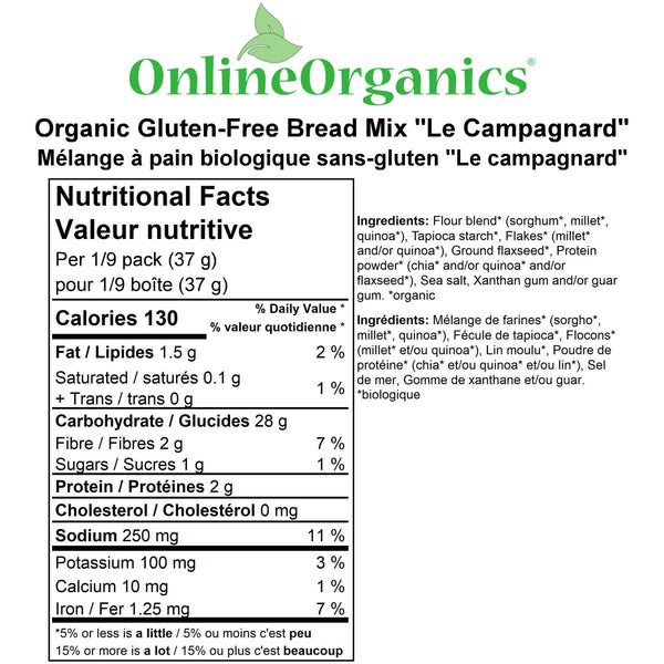 Organic Gluten-Free Bread Mix "Le Campagnard" Nutritional Facts