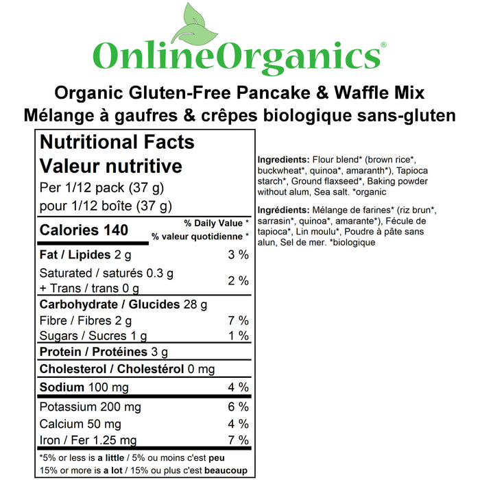 Organic Gluten-Free Pancake & Waffle Mix Nutritional Facts