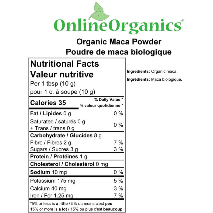 Organic Maca Powder Nutritional Facts