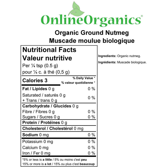 Organic Ground Nutmeg (Certified Fairtrade) Nutritional Facts