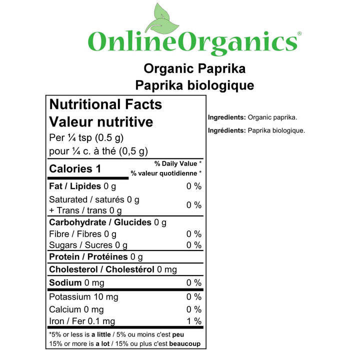 Organic Paprika Powder Nutritional Facts
