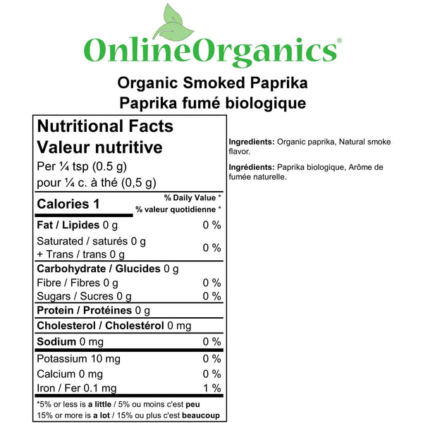 Organic Paprika Powder (Smoked) Nutritional Facts