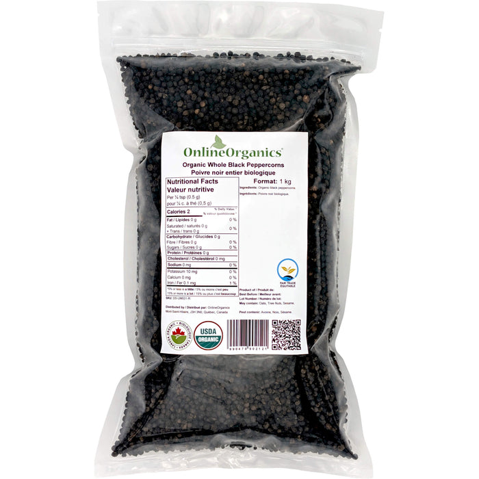 Organic Whole Black Peppercorns (Certified Fairtrade)