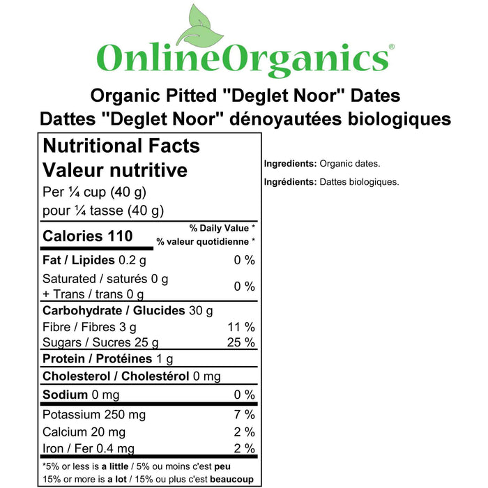 Organic Pitted "Deglet Noor" Dates Nutritional Facts