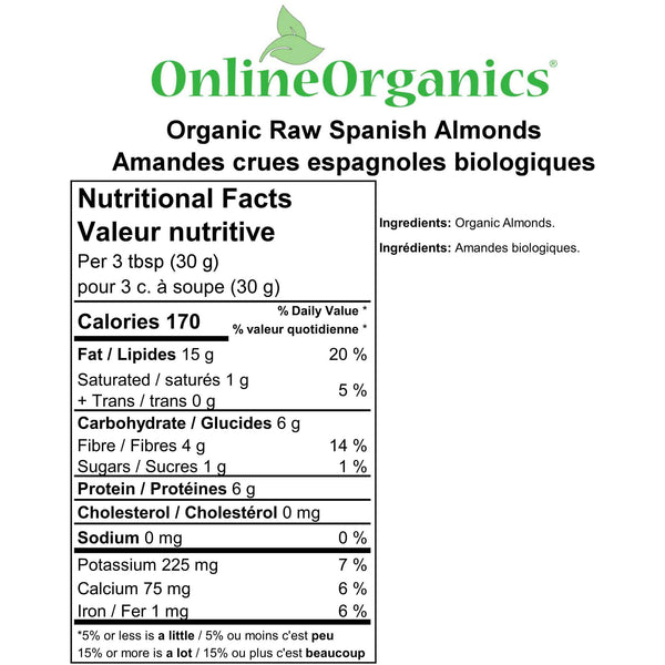 Organic Raw Almonds Nutritional Facts