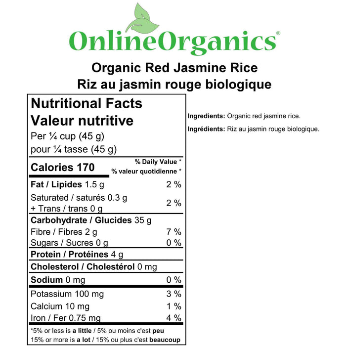 Organic Red Jasmine Rice Nutritional Facts