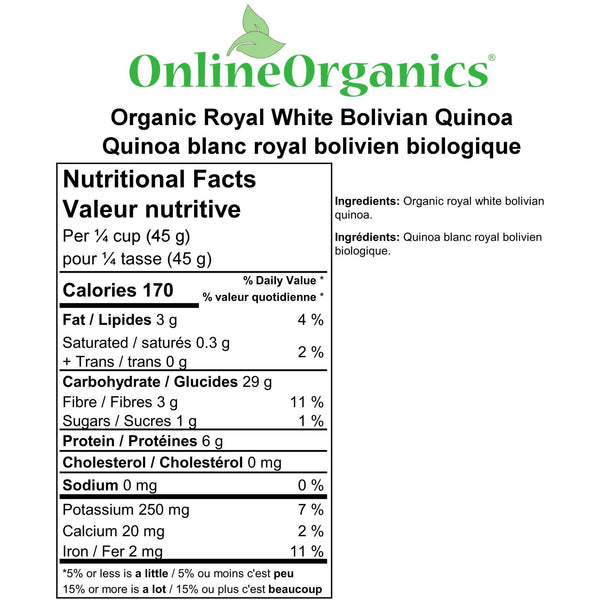 Organic Royal White Quinoa Nutritional Facts