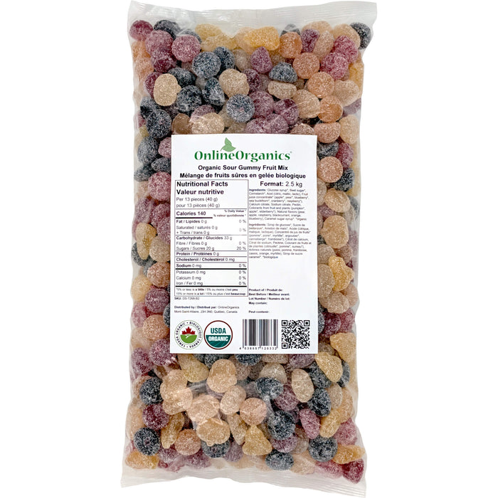 Organic Sour Gummy Fruit Mix
