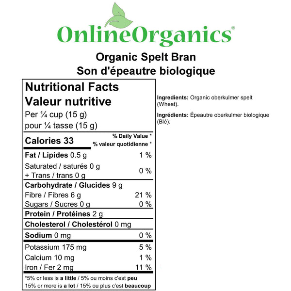 Organic Spelt Bran Nutritional Facts