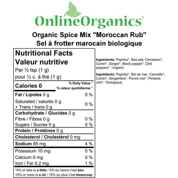 Spice Mix "Moroccan Rub" Nutritional Facts