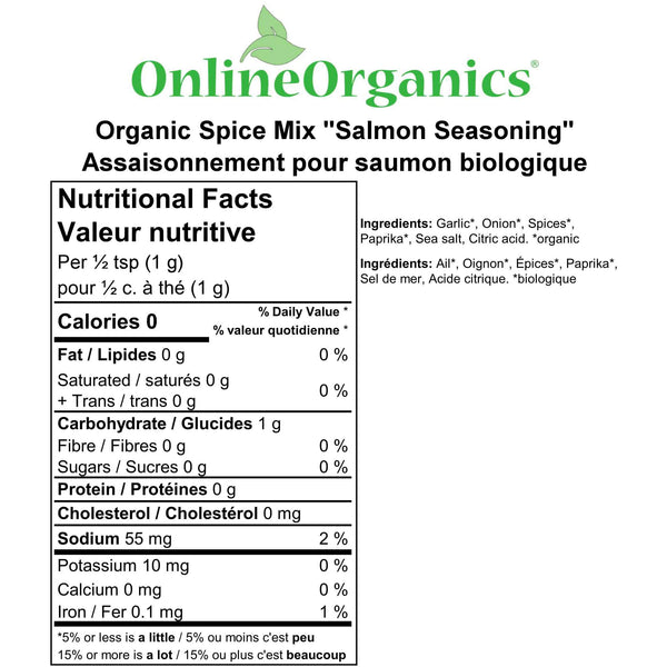 Organic Spice Mix "Salmon Seasoning" Nutritional Facts