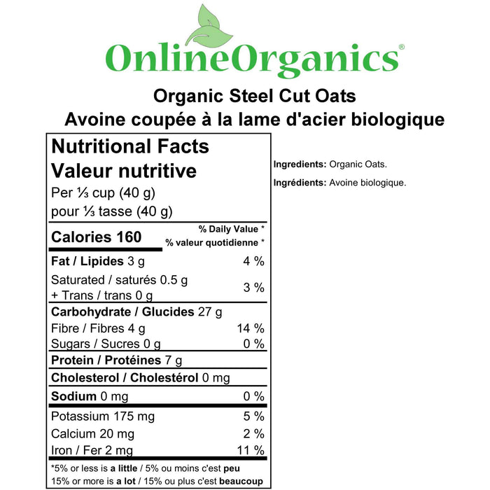 Organic Steel Cut Oats Nutritional Facts