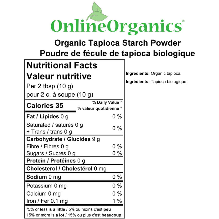 Organic Tapioca Starch Powder Nutritional Facts