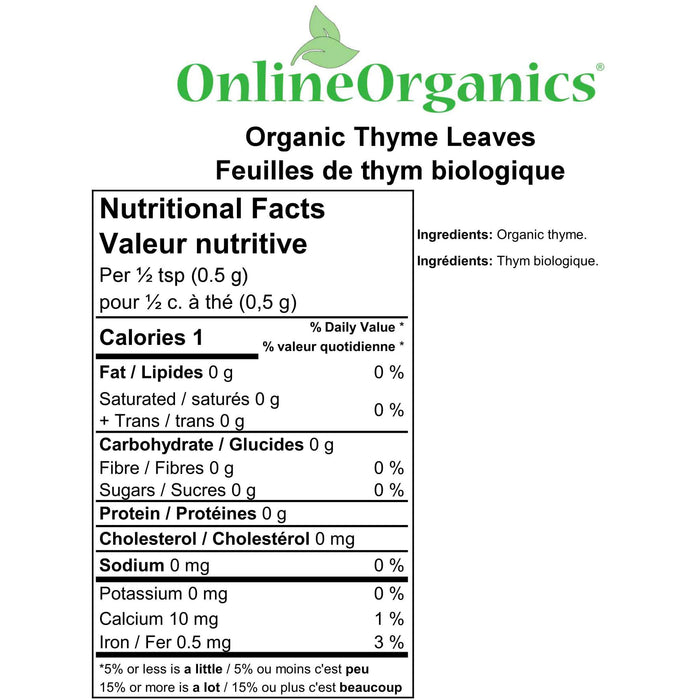 Organic Thyme Leaves Nutritional Facts