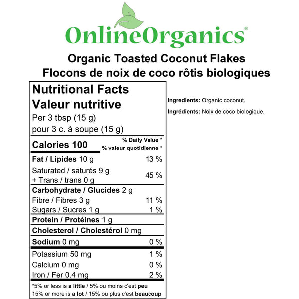 Organic Toasted Coconut Flakes Nutritional Facts