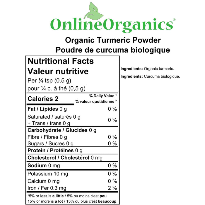 Organic Turmeric Powder (Certified Fairtrade) Nutritional Facts