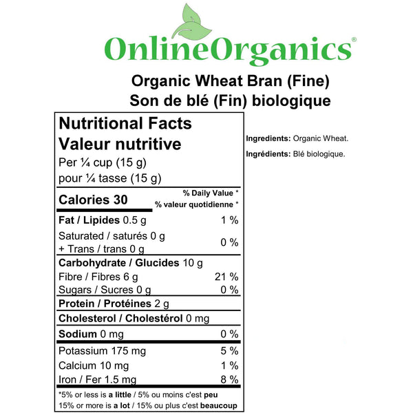 Organic Wheat Bran (Fine) Nutritional Facts