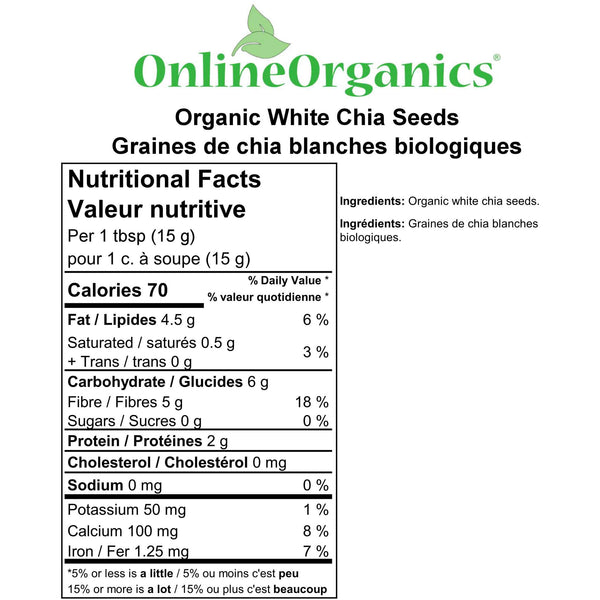 Organic White Chia Seeds Nutritional Facts