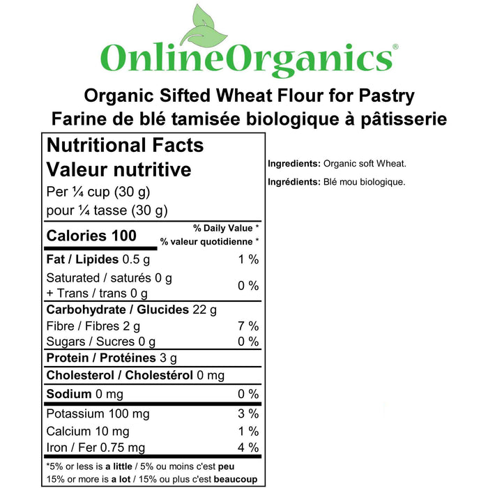 Organic White Sifted Wheat Flour for Pastry Nutritional Facts
