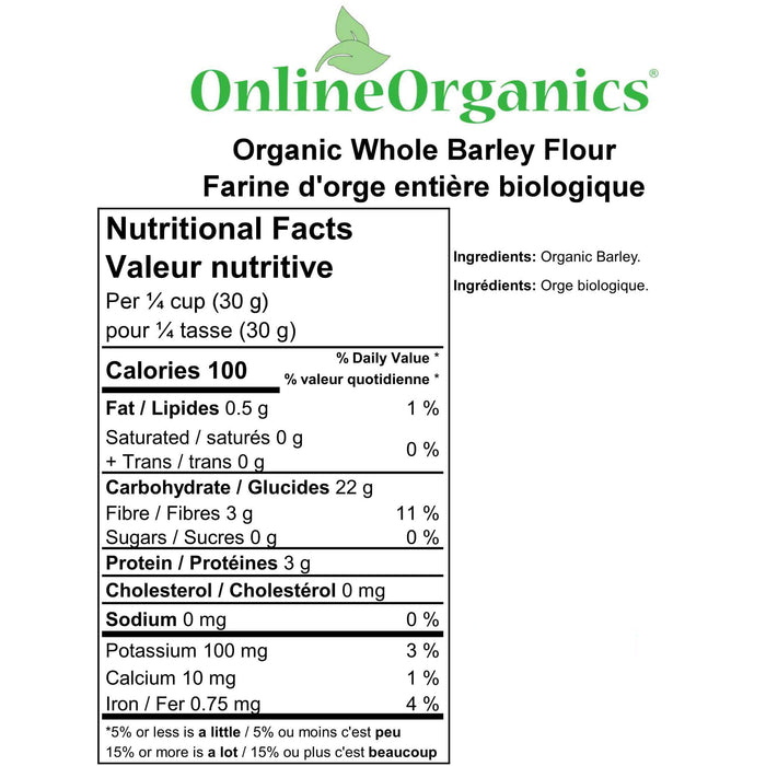 Organic Whole Barley Flour Nutritional Facts